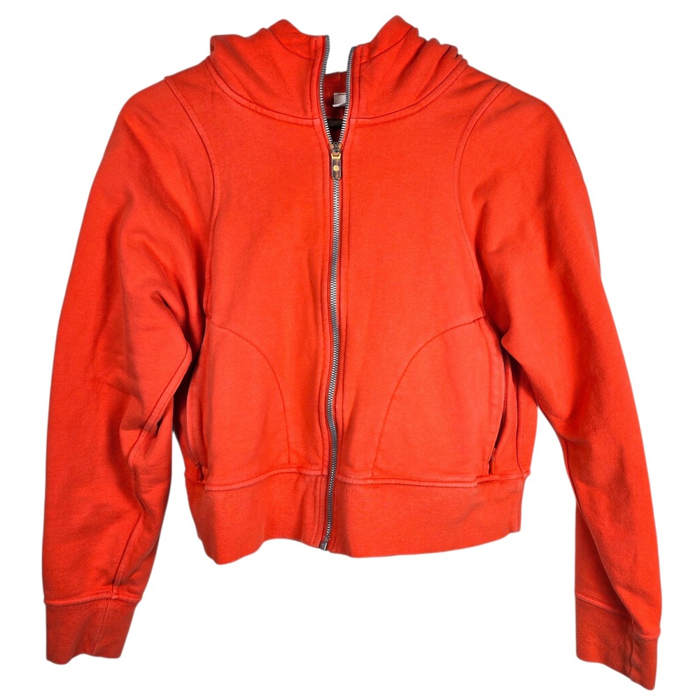 Lululemon 6 Full Zip Cropped Terry Jacket Womens Orange Yoga Running Athletic
